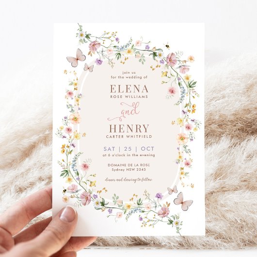 ワイルドフラワーバタフライフェアヤテール庭園の結婚式 招待状