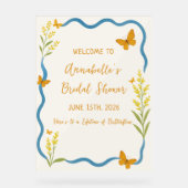 ワイルドフラワーバタフライブライダルシャワーウェルカムサイン アクリルサイン (正面)