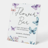 ワイルドフラワーバタフライブライダルシャワー花バー標識 台座サイン (正面)