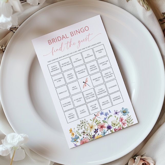 ワイルドフラワーバタフライブライダルビンゴはゲストを見つける (クリエイターアップロード済み)