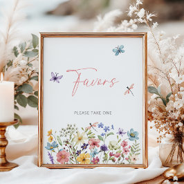 ワイルドフラワーバタフライベイビーシャワーの好意 ポスター