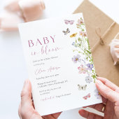 ワイルドフラワーバタフライベビーイン開花シャワー 招待状