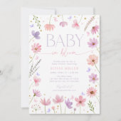ワイルドフラワーバタフライベビーイン開花ベビーシャワー 招待状 (正面)