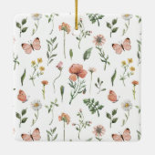 ワイルドフラワーバタフライベビーガール1stクリスマス セラミックオーナメント (裏面)