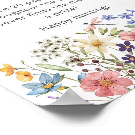 ワイルドフラワーバタフライベビーシャワーおしゃぶり狩り ポスター (角)