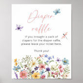 ワイルドフラワーバタフライベビーシャワーおむつラッフル ポスター (正面)