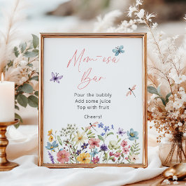 ワイルドフラワーバタフライベビーシャワーモモモモザバー ポスター