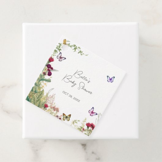 ワイルドフラワーバタフライベビーシャワー フェイバータグ (インサイチュ)