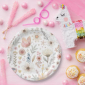 ワイルドフラワーバタフライベビーシャワー ペーパープレート (パーティー)