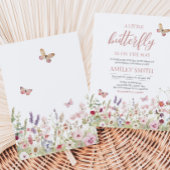 ワイルドフラワーバタフライベビーシャワー 招待状