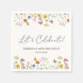 ワイルドフラワーバタフライボホレッツ祝誕生日 スタンダードカクテルナプキン