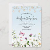 ワイルドフラワーバタフライボーイ赤ちゃんシャワー 招待状 (正面)