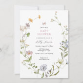 ワイルドフラワーバタフライメドウ赤ちゃんシャワー 招待状 (正面)