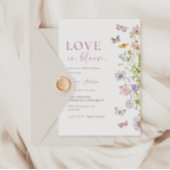 ワイルドフラワーバタフライラブ開花ブライダルシャワー 招待状