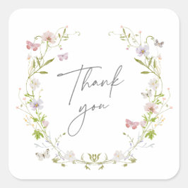 ワイルドフラワーバタフライリースありがとう スクエアシール