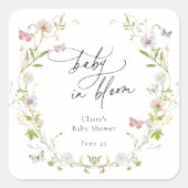 ワイルドフラワーバタフライリースベビーイン開花 スクエアシール (正面)