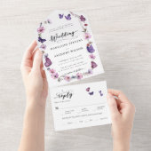 ワイルドフラワーバタフライロマンティックガーデン結婚パーティー オールインワン招待状 (貼ってはがせる)