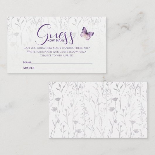 ワイルドフラワーバタフライ推測ゲームのカードの数 エンクロージャーカード (正面/裏面)