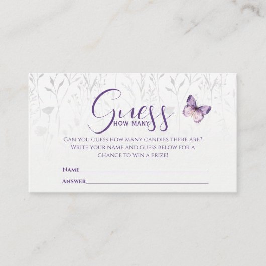 ワイルドフラワーバタフライ推測ゲームのカードの数 エンクロージャーカード (正面)