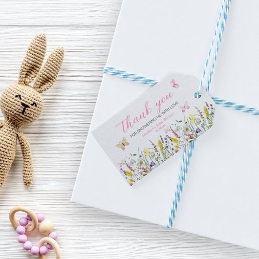 ワイルドフラワーバタフライ水彩ありがとう ギフトタグ