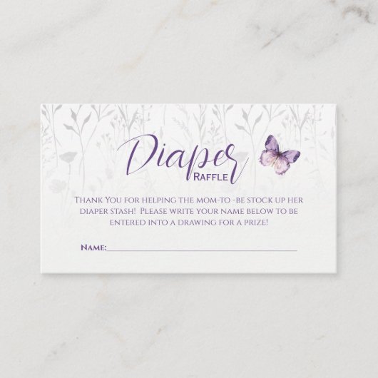 ワイルドフラワーバタフライ水彩おむつくじカード エンクロージャーカード (正面)