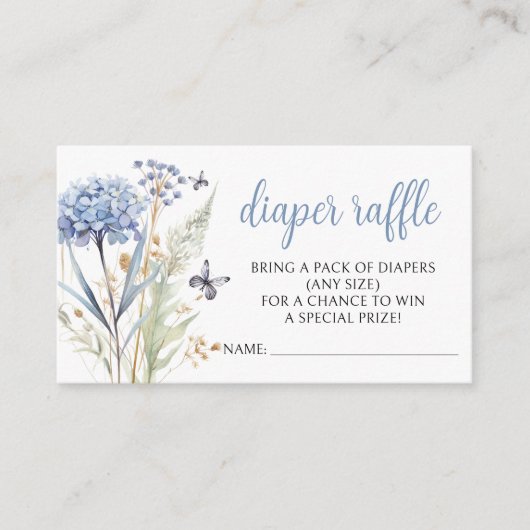 ワイルドフラワーバタフライ男の赤ちゃんシャワーおむつラッフル エンクロージャーカード (正面)