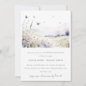 ワイルドフラワーバタフライ結婚フィールドの記念日 招待状 (正面)