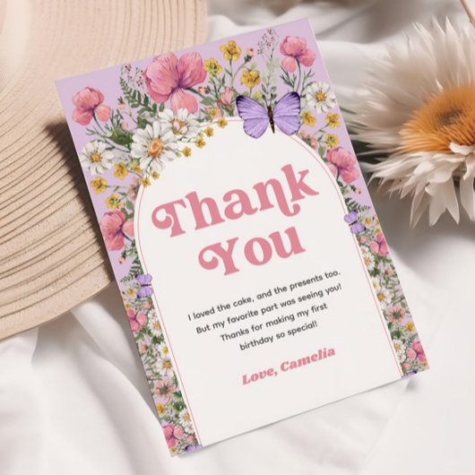 ワイルドフラワーバタフライ バースデー サンクス 招待状