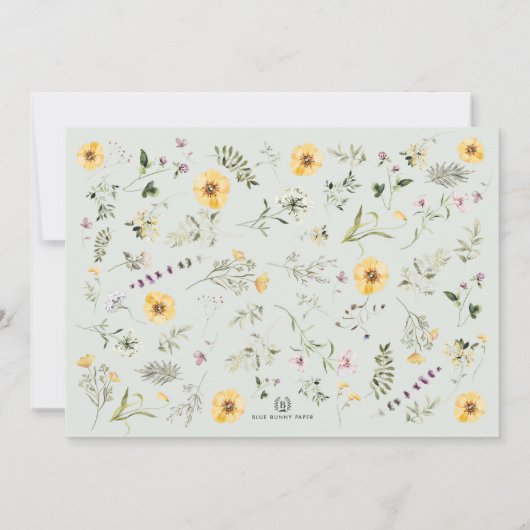 ワイルドフラワーバニーウサギイースター誕生日写真 招待状 (裏面)