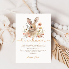 ワイルドフラワーバニーガール誕生日サンキューカード サンキューカード