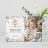 ワイルドフラワーバニーガール誕生日写真 サンキューカード (スタンド正面)