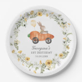 ワイルドフラワーバニーラビットキャロットカーバースデーパーティー ペーパープレート (正面)