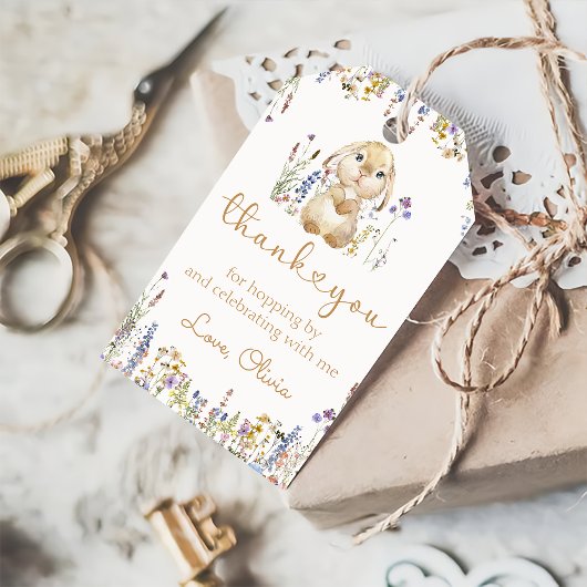 ワイルドフラワーバニーラビット誕生日ギフトラベル ギフトタグ