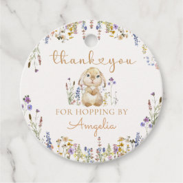 ワイルドフラワーバニーラビット誕生日メッセージカード フェイバータグ