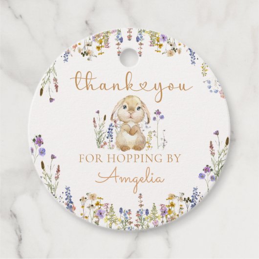 ワイルドフラワーバニーラビット誕生日メッセージカード フェイバータグ (正面)