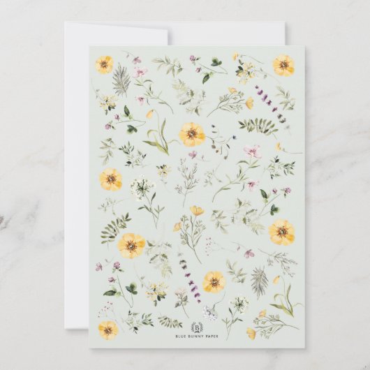 ワイルドフラワーバニーラムバルーンニュートラルベビーシャワー 招待状 (裏面)