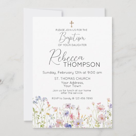 ワイルドフラワーバプティスガール招待状 招待状 (正面)