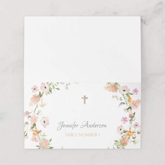 ワイルドフラワーバプティスピンク金ゴールドボホガール座席表 プレイスカード (外部開封)