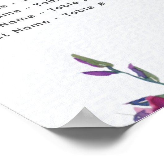 ワイルドフラワーバプテスマのアルファベット式座席表 ポスター (角)