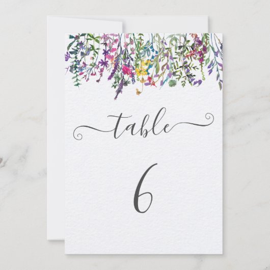 ワイルドフラワーバプテスマの座席表の番号 (裏面)