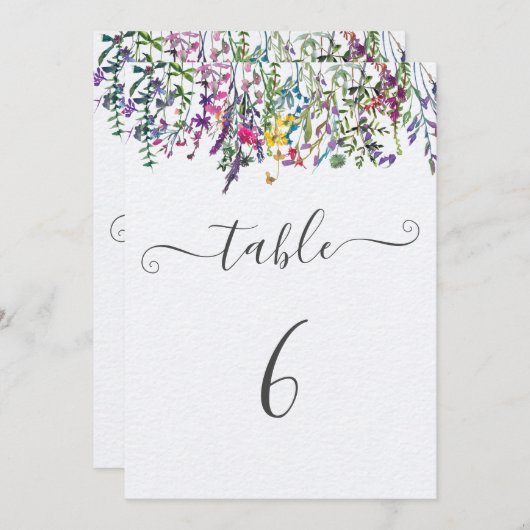 ワイルドフラワーバプテスマの座席表の番号 (正面/裏面)