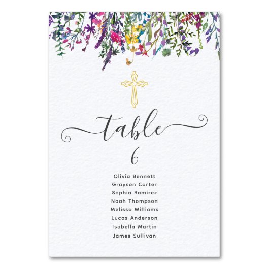 ワイルドフラワーバプテスマの座席表の番号 テーブルナンバー (裏面)