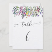 ワイルドフラワーバプテスマの座席表の番号 招待状 (裏面)