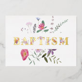 ワイルドフラワーバプテスマエレガントホイル招待状 箔招待状 (正面)