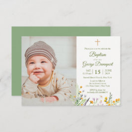 ワイルドフラワーバプテスマカスタムス写真招待状 招待状