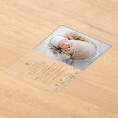 ワイルドフラワーバプテスマ写真ガーデン開花 アクリル招待状 (レイダウン)