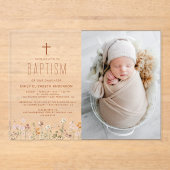 ワイルドフラワーバプテスマ写真ガーデン開花 アクリル招待状 (正面)