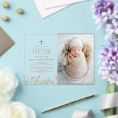 ワイルドフラワーバプテスマ写真ガーデン開花 アクリル招待状 (インサイチュ (ウェディング))