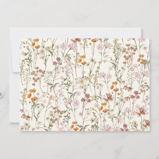 ワイルドフラワーバプテスマ写真ガーデン開花 招待状 (裏面)