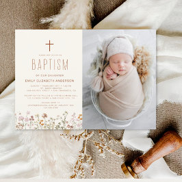 ワイルドフラワーバプテスマ写真ガーデン開花 招待状